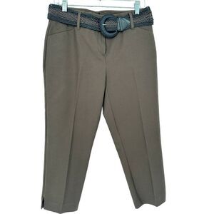 Dana Buchman SZ 6 NWT Women's Woven Belt Brown Bracken Capri Pants‎ Side Slits